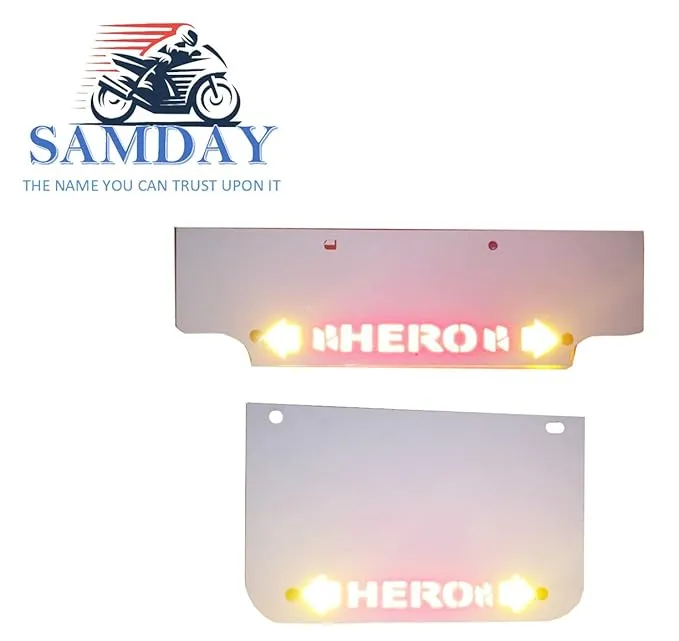 Front & Rear Number Plate with Indicator Light Set Compatible for Hero Models