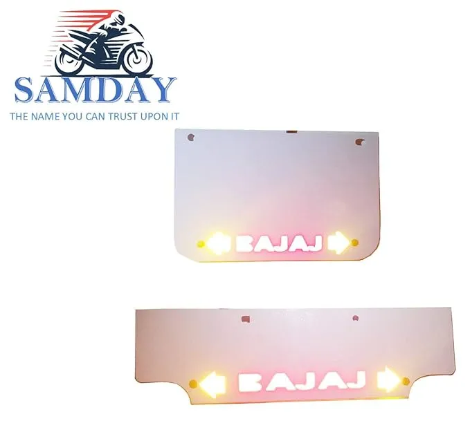Front & Rear Number Plate with Indicator Light Set Compatible for Bajaj Models